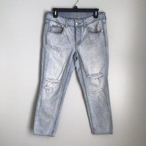 American Eagle Outfitters Distressed Boy Crop Light Wash Jeans